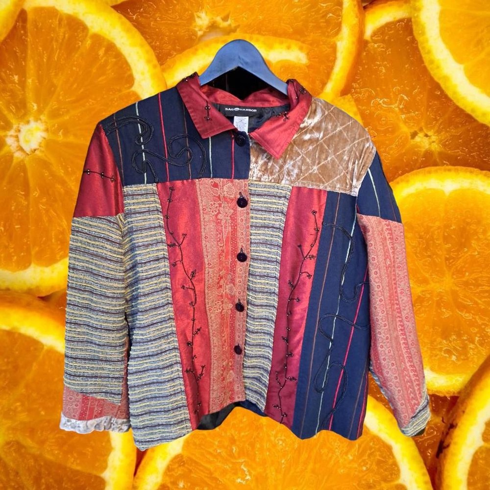 Sag Harbor Patchwork Boho Lightweight Jacket Size… - image 1